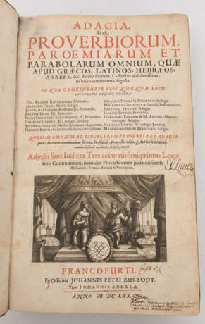 PROVERBIORUM, Lexikon über die Literatur der Griechen, 1670. - Foto 1