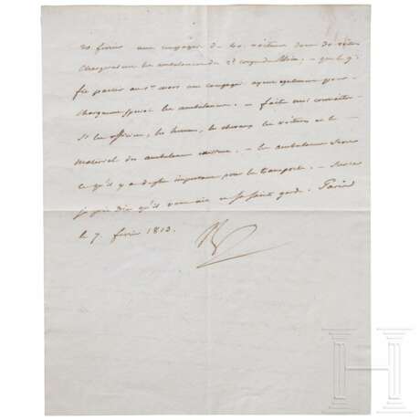 Napoleon I. - mit "NP" signierter Diktatbrief an den Kriegsverwaltungsminister Comte de Cessac mit Anweisungen für Truppenverlegungen vom 7. Februar 1813 - фото 1