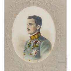 Kaiser Karl I. von Österreich - gerahmtes koloriertes Portraitfoto