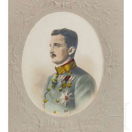 Kaiser Karl I. von Österreich - gerahmtes koloriertes Portraitfoto - photo 1