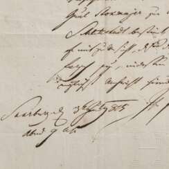 Feldmarschall Josef Wenzel Radetzky von Radetz (1766 - 1858) - eigenhändiger Brief mit Unterschrift, datiert 3.7.1815