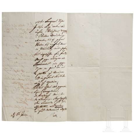 Feldmarschall Josef Wenzel Radetzky von Radetz (1766 - 1858) - eigenhändiger Brief mit Unterschrift, datiert 8.1.(1815?) - photo 1