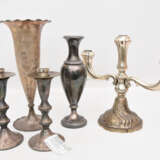 KONV. SILBER, Vasen und Kerzenständer, teils Sterling, 835er, 800er, - photo 10