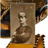 A helmet for Prussian One Year Guard Infantry volunteers, with shoulder boards and photo of owner - photo 1