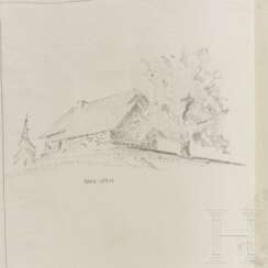 Albert Speer - zwei Skizzen aus dem Allied Prison Spandau, 1950