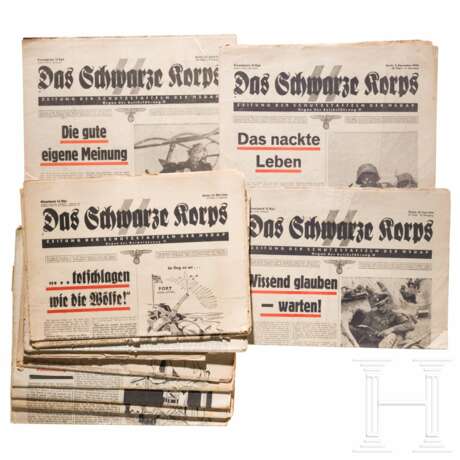 14 SS-Zeitungen - "Das Schwarze Korps", "De SS Man", "Rex", "Storm-SS" und "Völkischer Beobacher" - Foto 1