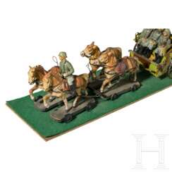 Hausser-Elastolin vierspänniges Pferdegespann 0/792/4 mit Protze, MG-Wagen in Mimikry und fünf Soldaten