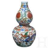 Doppelkürbis-Wucai-Vase mit Jiajing-Sechszeichenmarke, China, 20. Jhdt. - photo 1