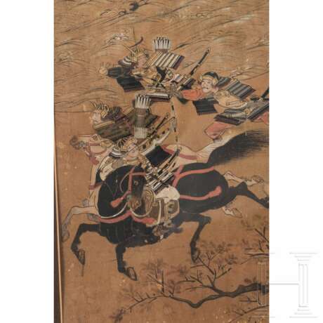 Rasende Samurai, Rimpa-Blattgoldmalerei, Japan, Edo-/Meiji-Periode - photo 1