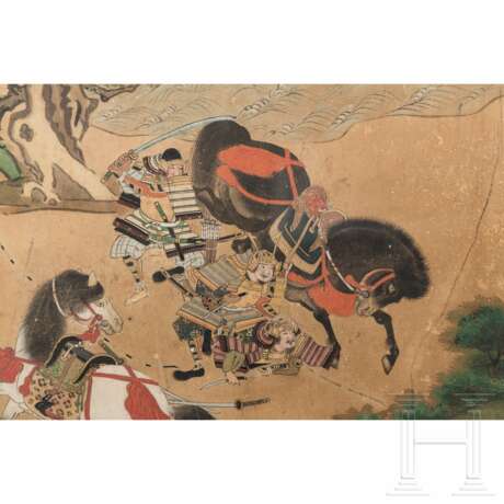 Entköpfung eines Samurai, Rimpa-Blattgoldmalerei, Japan, Edo-/Meiji-Periode - photo 1