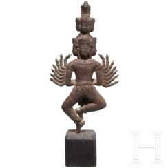 Bronze-Statuette einer tanzenden Hevajra (Ardhaparyanka), Bayon-Stil, Kambodscha, Khmer-Reich, 12. - 13. Jhdt.