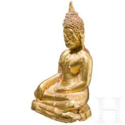 Kleine Buddha-Figur aus massivem Gold, Thailand, 17./18. Jhdt.