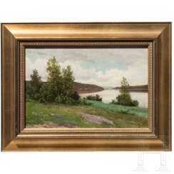Isak Philip Hartvig Ree Barlag (1840 - 1913) - Stimmungsvolle sommerliche Landschaft mit Fluss