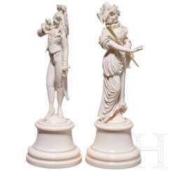 Johann Trumpfheller, Rokoko-Figurenpaar aus Elfenbein, Frankreich, Dieppe, 19. Jhdt.