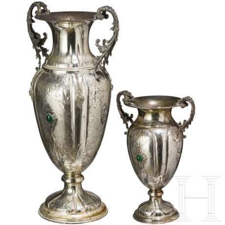 Zwei große silberne Vasen, Italien, 20. Jhdt. - Foto 1