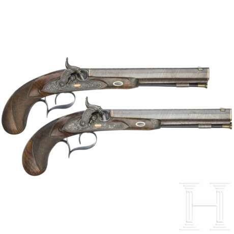 Ein Paar Perkussionspistolen im Kasten, Tanner in Hannover, um 1840 - фото 1