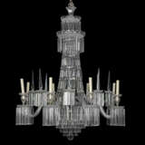 A PAIR OF VICTORIAN CUT-CRYSTAL EIGHT-LIGHT WATERFALL CHANDELIERS - фото 2