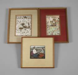 Drei indo-persische Miniaturmalereien