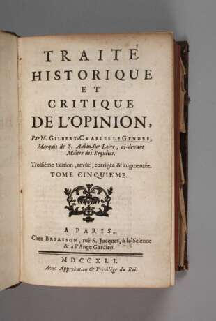 Traité Historique et Critique de l`Opinion 1741 - фото 1