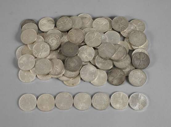 Konvolut BRD 5 Mark-Silbermünzen - Foto 1