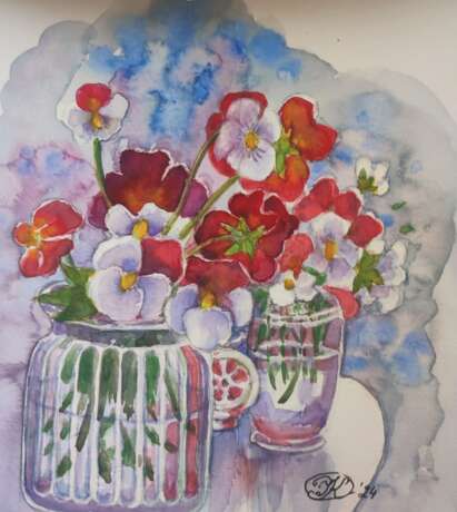 Цветочная феерияфиалки Watercolor paper Watercolor painting Акварельная живопись Flower still life Ukraine 2024 - photo 1