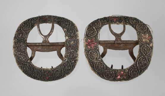 Paar barocke Schuhschnallen in Etui - Foto 1