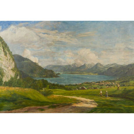 HELMBERGER, ADOLF (St. Gilgen 1885-1967 ebenda), "Der Wolfgangsee mit Blick über St. Gilgen", - фото 1