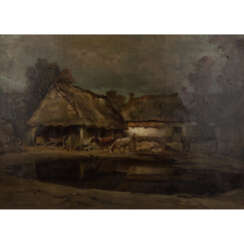 LEROY-SAINT-AUBERT, CHARLES (1856-um 1907, französischer Künstler), "Bauernhof im Abendlicht",