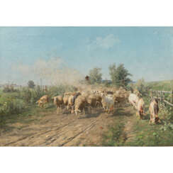 MONTEMEZZO, ANTONIO (San Polo di Piave 1841-1898 München), "Hirte mit Schafen, Ziege und Schweinen",