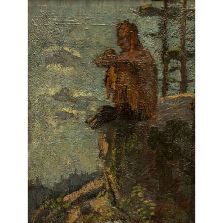 PLEUER, HERMANN (1863-1911), "Faun auf Felsvorsprung sitzend", - фото 1