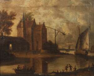 Holländische Hafenszene um 1800 