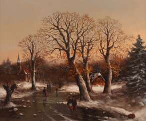 Helmut Kips, &quot;Idyllische Winterlandschaft im Abendrot&quot;