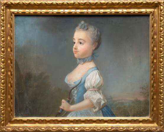 Liotard, Jean-Étienne (1702 Genf/ Schweiz-1789 ebenda) zugeschrieben "Junges Mädchen als Diana", Pastell, 47x61 cm, im Originalrahmen (Er gilt als einer der wichtigsten Pastellmaler des Rokoko. Die erste Ausbil… - photo 1