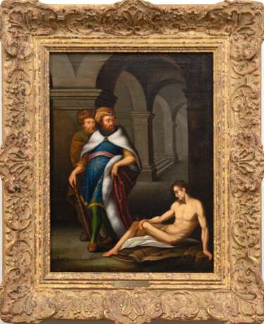 Badin, Jean Jules (1843-1880) "Lazarus in der Kirche", Öl/ Lw., sign. u.l., 40x31 cm, Rahmen - photo 1