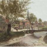 Eilers, Wilhelm (1857-1919) "Mecklenburger Dorf", Aquarell, sign. und dat. '87 u.l., 11x15,5 cm, hinter Glas im Passepartout und Rahmen - photo 1