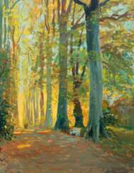 Hess, Adrian van (1924-2000) &quot;Herbstlicher Spaziergang im Schloßpark Eutin&quot;, Öl/ Hf., sign. u.r., betitelt und dat. ´58, 81x60,5 cm, Rahmen