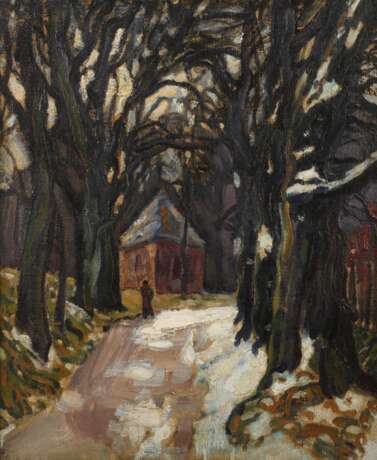 Expressionist, Winterliche Allee mit Kapelle - photo 1