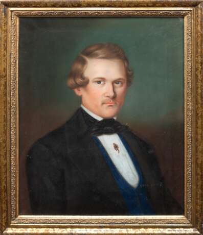 Biedermeier-Porträt "Junger Adliger", Pastell, unsign., 58,5x47 cm, hinter Glas und Rahmen - Foto 1