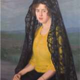 Pelegrin, Santiago (1885 Spanien-1954 ebenso) "Porträt einer Spanierin", Öl/Lw., sign. u.datiert 1922 u.r., 101x75 cm, Rahmen, beschädigt - photo 1