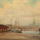 Walter, H. "Hafenansicht von Lübeck", Öl/ Lw., sign. u.r., 60x80 cm, Rahmen - photo 1
