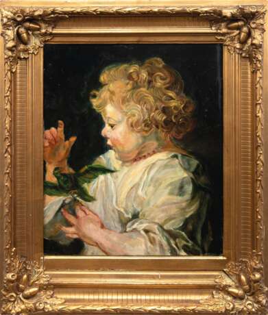 "Das Kind mit dem Vogel", nach Peter Paul Rubens, Öl/ Holz, unsign., 50x41,5 cm, Rahmen - Foto 1