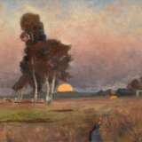 Tischendorf, Angelika (1858-1917) "Weidelandschaft bei Sonnenuntergang", Öl/ Lw., sign. u.r., 36x48 cm, Rahmen - photo 1