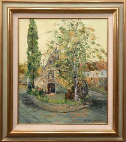 Dumont, Micheline (1923-1993) "Häuserzeile im Herbst", Öl/ Lw., sign. u.r., 60x49 cm, Rahmen - photo 1