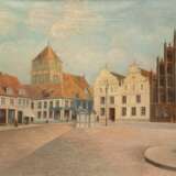 Maler um 1900 "Greifswalder Markt", Öl/ Lw., craqueliert, unsign., 53x64 cm, Rahmen - photo 1