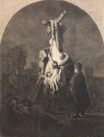 "Kreuzabnahme Christi", Orig.- Radierung auf Büttenpapier, 30,5x22 cm, hinter Glas und Rahmen - Foto 1