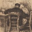 Janssen, Gerhard (1863 Kalkar-1925 Düsseldorf) &amp;quot;Die beiden Alten&amp;quot;, Radierung, in der Platte monogr., 13,5x10,5 cm, hinter Glas und Rahmen - Auktionsware