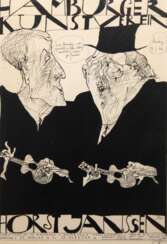 Janssen, Horst (1929-1959 Hamburg) &amp;quot;Plakat zu der Ausstellung Hamburger Kunstverein-aus Hamburg 1 von 1966&amp;quot;, Litho., sign. u.r., 61x41 cm, im Passepartout hinter Glas und Rahmen