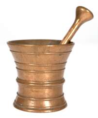 Mörser mit Pistill, Bronze, H. 11,5 cm