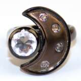 Ring, massives Einzelstück, 925er Silber, schwarz rhodiniert, 18,1 g, gelbe Topase und wohl ein rosa Amethyst, RG 59, Innendurchmesser 18,8 mm - photo 1