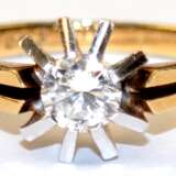 Ring, 585er GG/WG, besetzt mit 1 Brillanten von 0,43 ct. (punziert) in strahlenförmiger Fassung, ges. 2,66 g, RG 54 - Foto 1